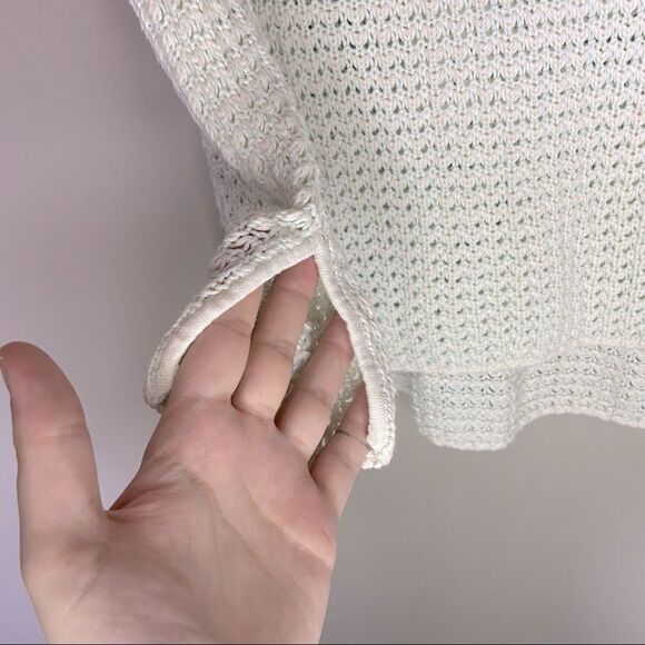 Wilfred | Aritzia Green/Cream Silk/Cashmere Blend Open Knit Sweater Size Small - Picture 5 of 7